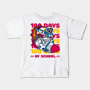 100 days of school typography featuring Astronauts dabbing on a rocket #2 Kids T-Shirt